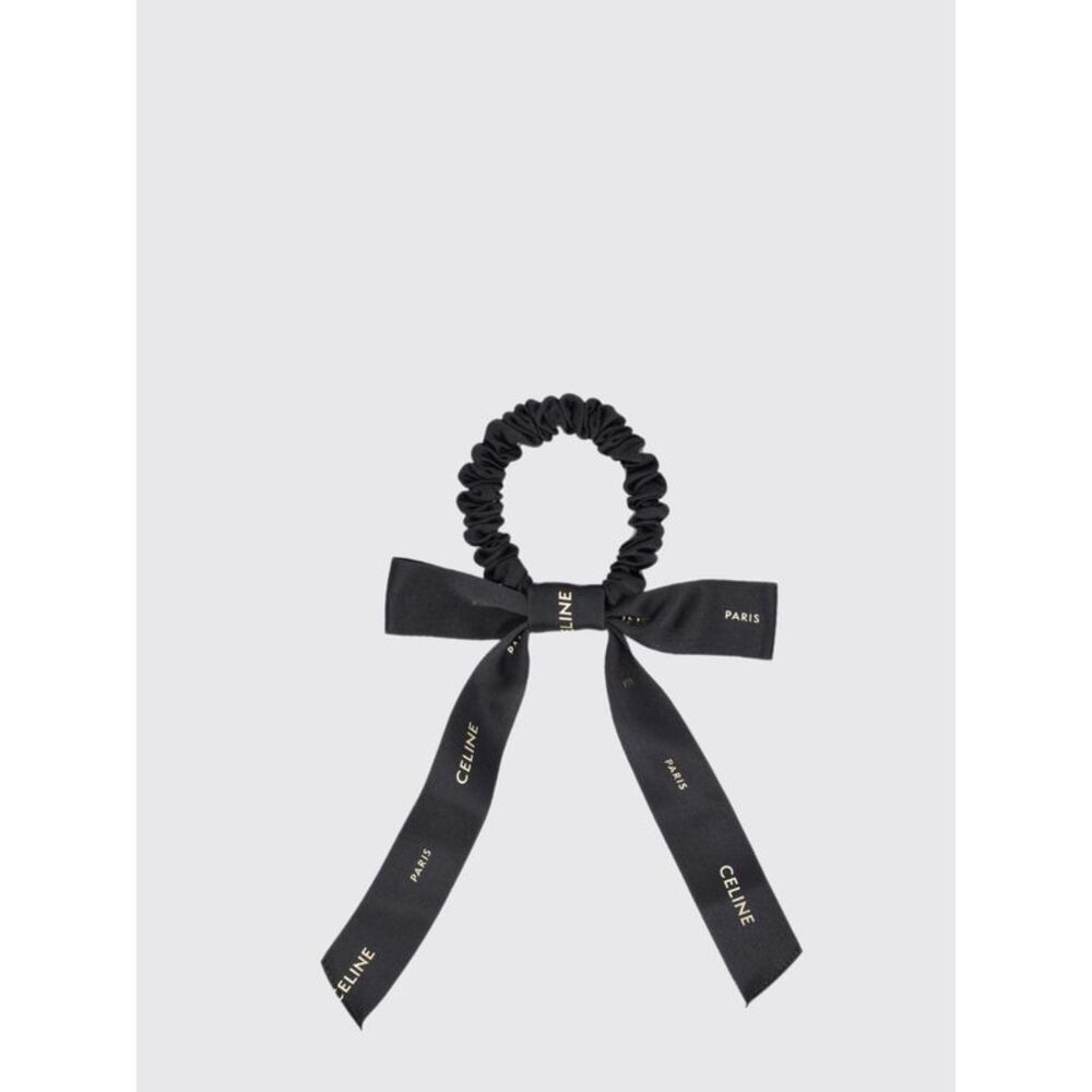 Celine Women Celine Silk Scrunchie Hair Tie With Bow And Contrasting Logo